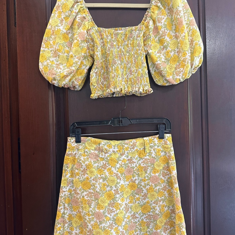 Yellow and White A-Line Mini Skort Set - 4